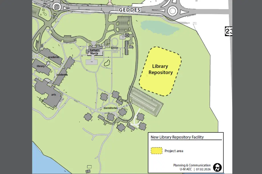 Map showing an area bounded by Geddes Road and U.S.-23.